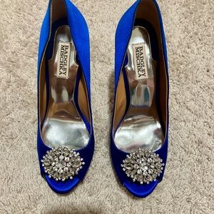 Badgley Mischka blue satin stilettos